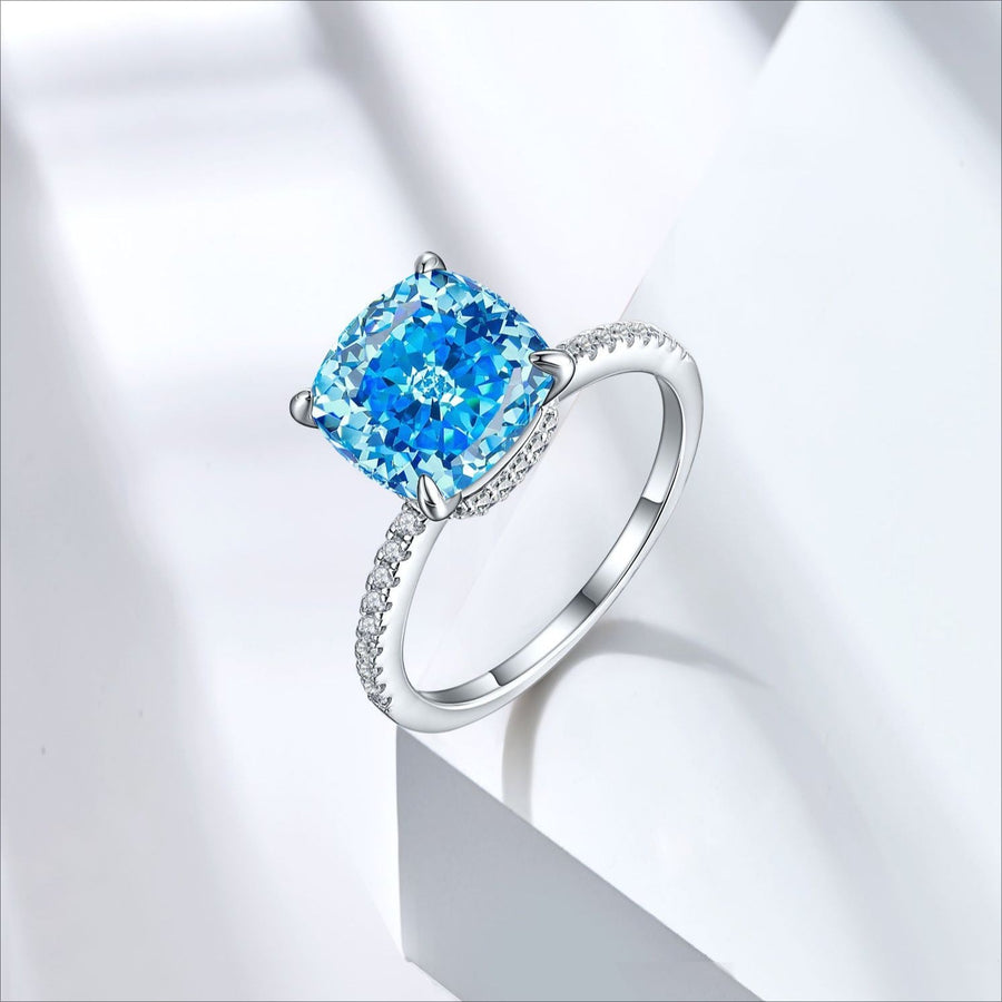 5.0CT Cushion Cut Sterling Silver Engagement Ring with Double Halo(Multi Color Available) shine of diamond