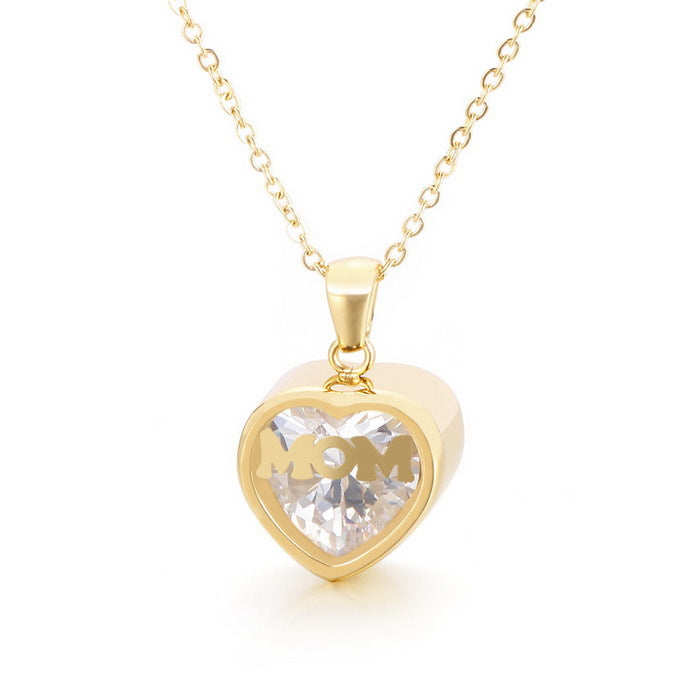 Personalized  Heart Cut Pendant Necklace For Mom Dazzleyesjewelry