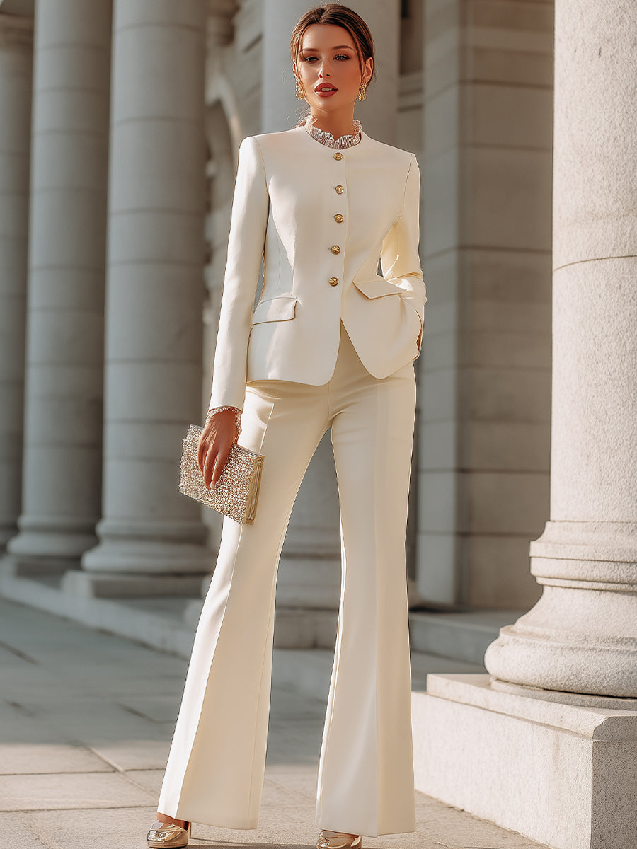 Tailored Button-Front Suit With Structured Jacket XYS