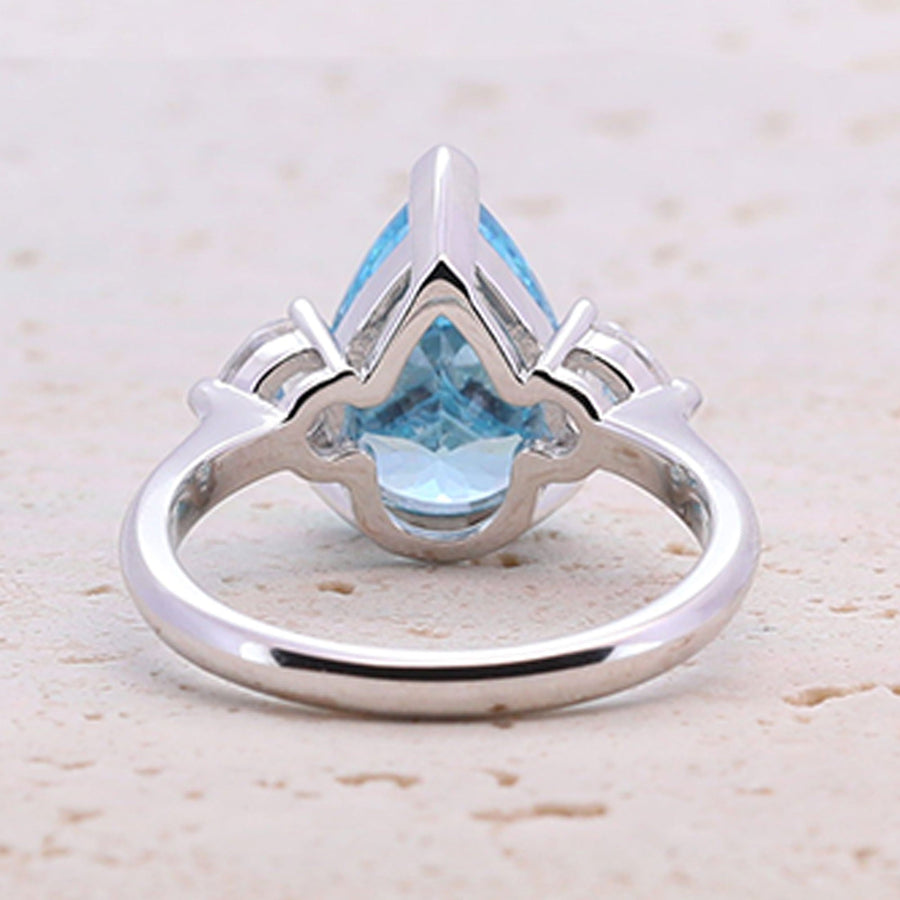 4.0ct Pear Cut Blue Gemstone Engagement Ring shine of diamond