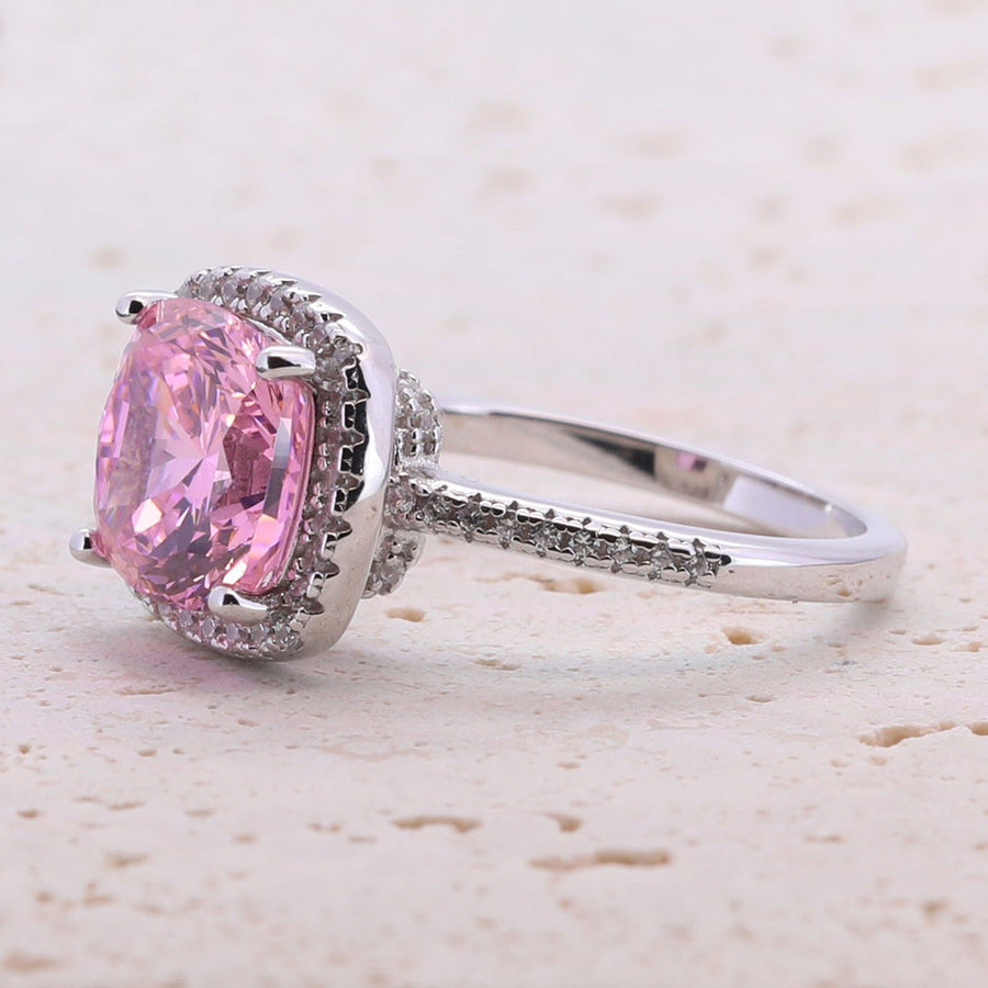 3.5ct Cushion Cut Halo Multi Color Sterling Silver Engagement Ring shine of diamond