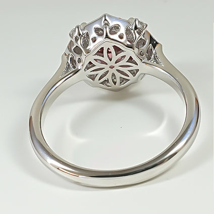Vintage Rose Design 18K White Gold Plated Engagement Ring Carly Jewelry