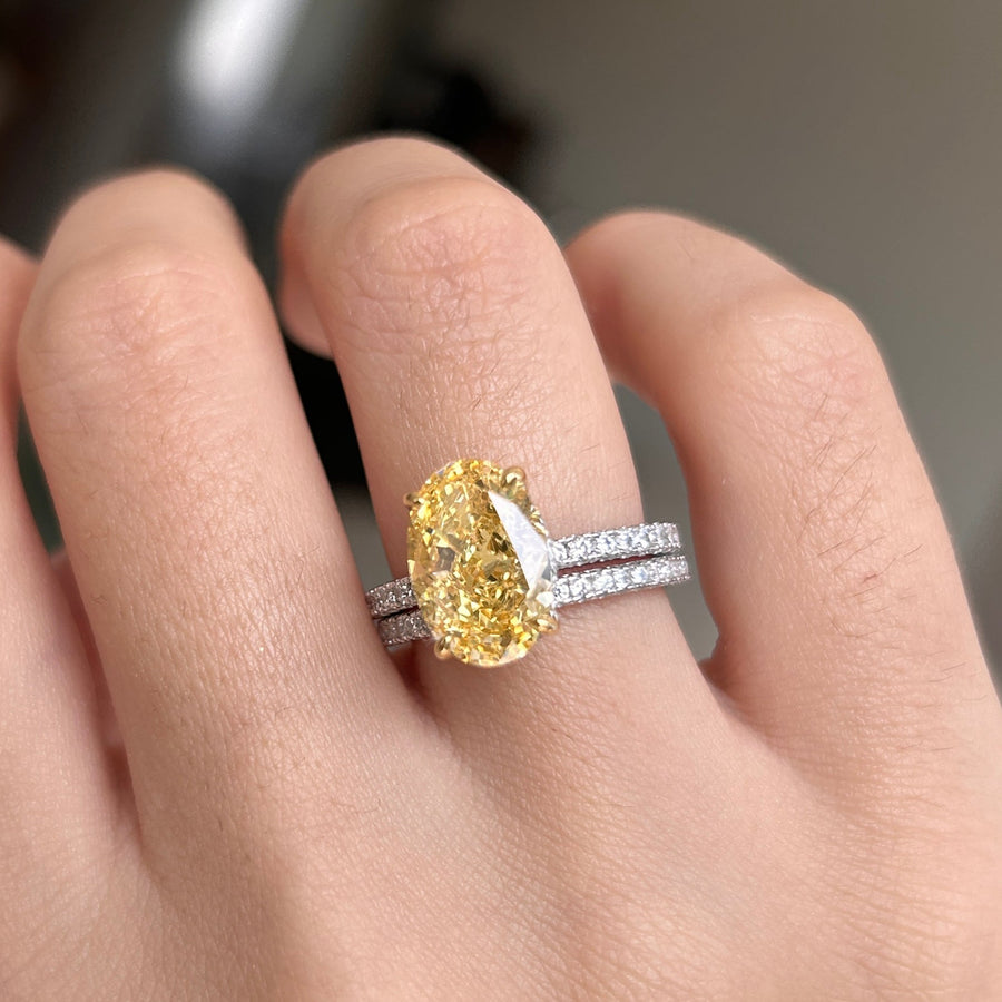 2 Pcs Stunning Yellow Oval Cut Sterling Silver Bridal Set For Women Carly Jewelry