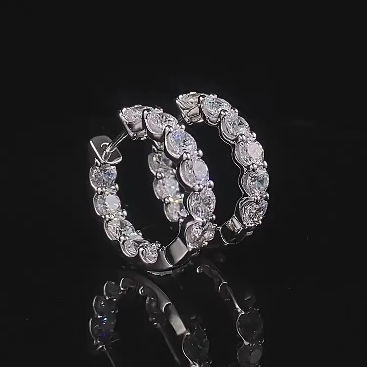 Stunning Sterling Silver Hoop Earrings Shine of Diamond