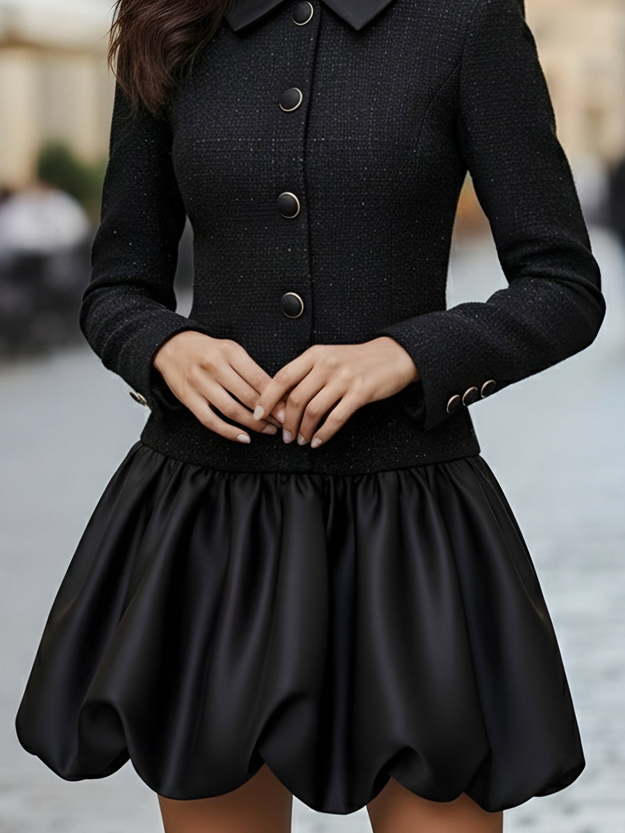 Tweed And Satin Bubble Hem Dress MLZ