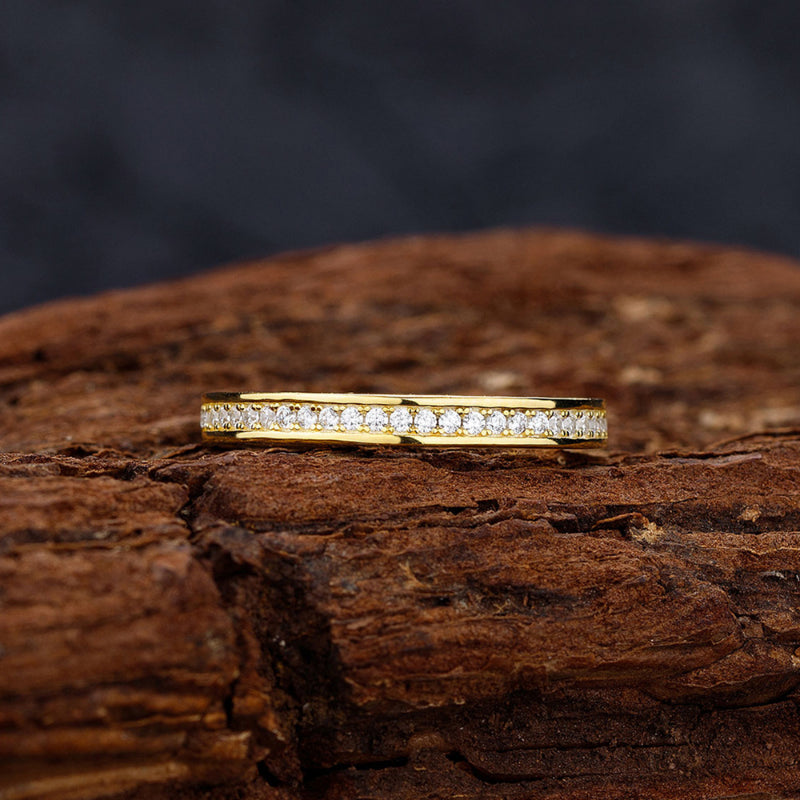 Triple Row Eternity Wedding Band Ring in 925 Sterling Silver shine of diamond