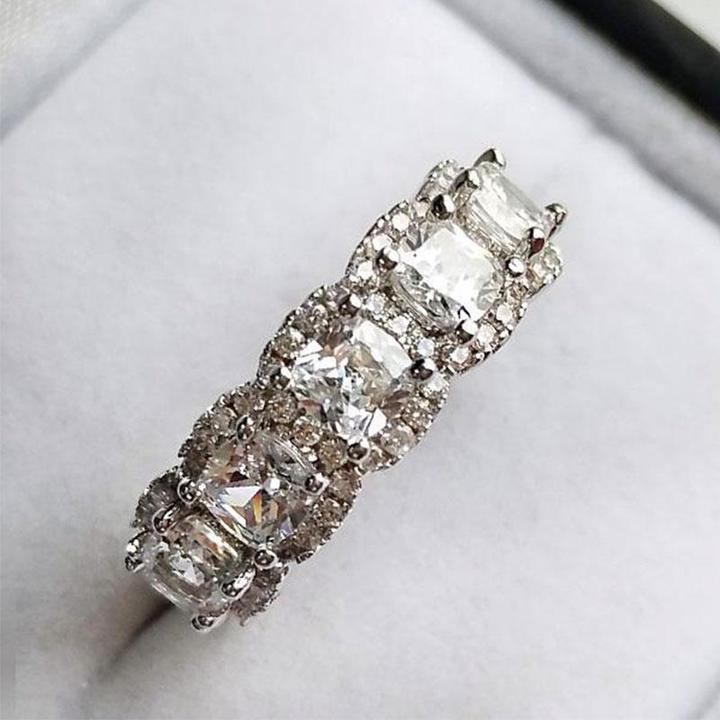 Cushion Cut Halo Wedding Band In Sterling Silver Shineofdiamond