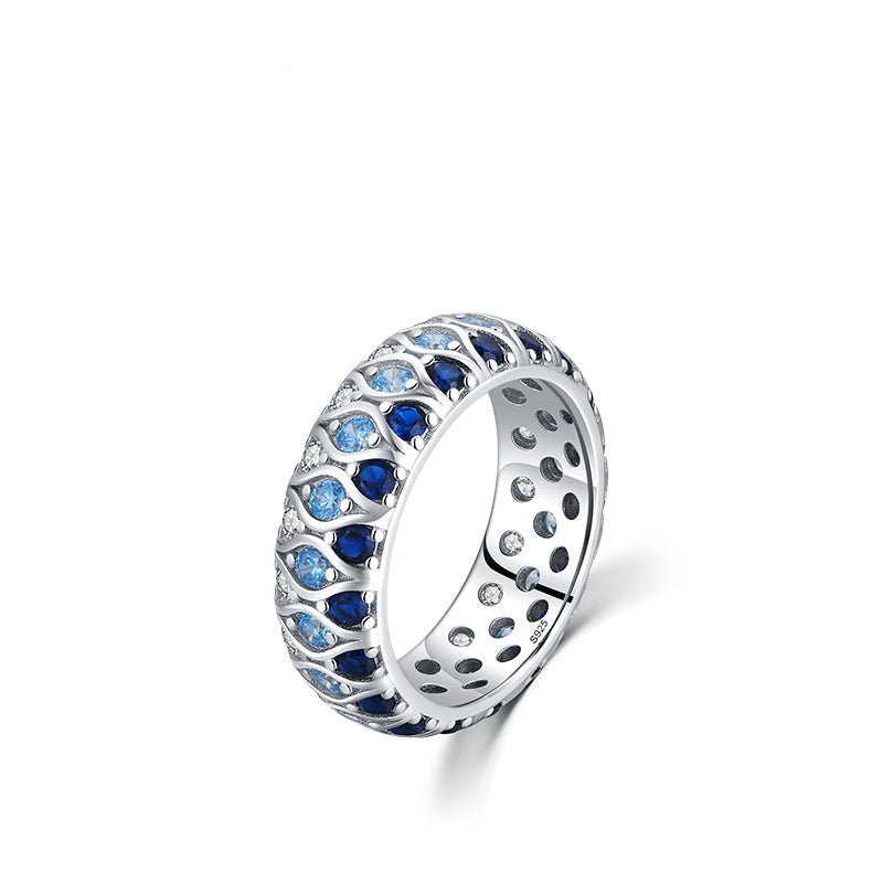 Colored Wedding Band For Women in Sterling Silver Shineofidamond