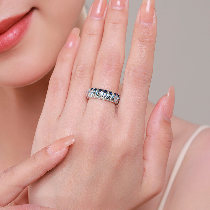 Colored Wedding Band For Women in Sterling Silver Shineofidamond
