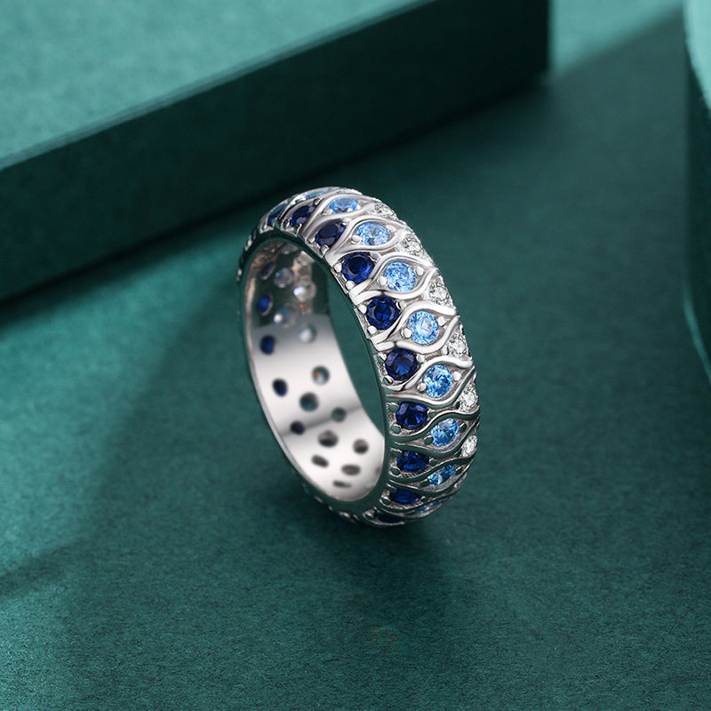 Colored Wedding Band For Women in Sterling Silver Shineofidamond