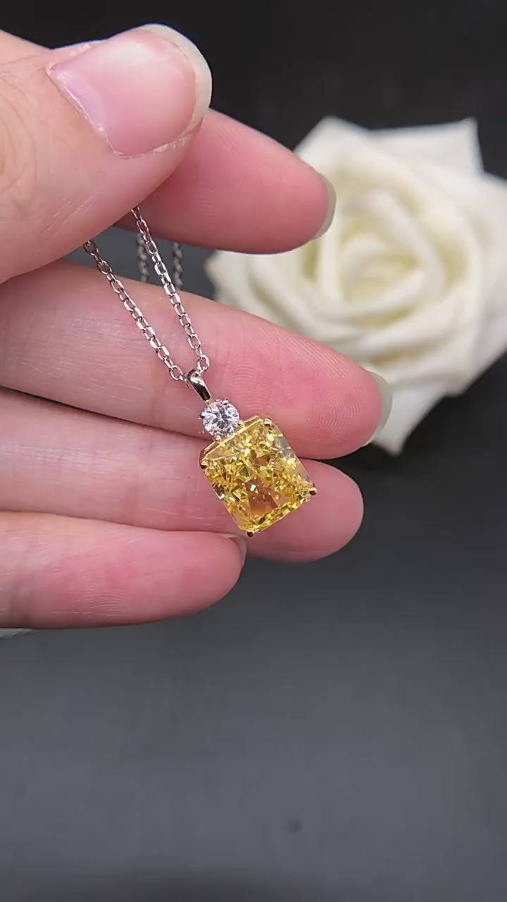 Stunning 4.5ct Yellow Pendant Necklace Carly Jewelry
