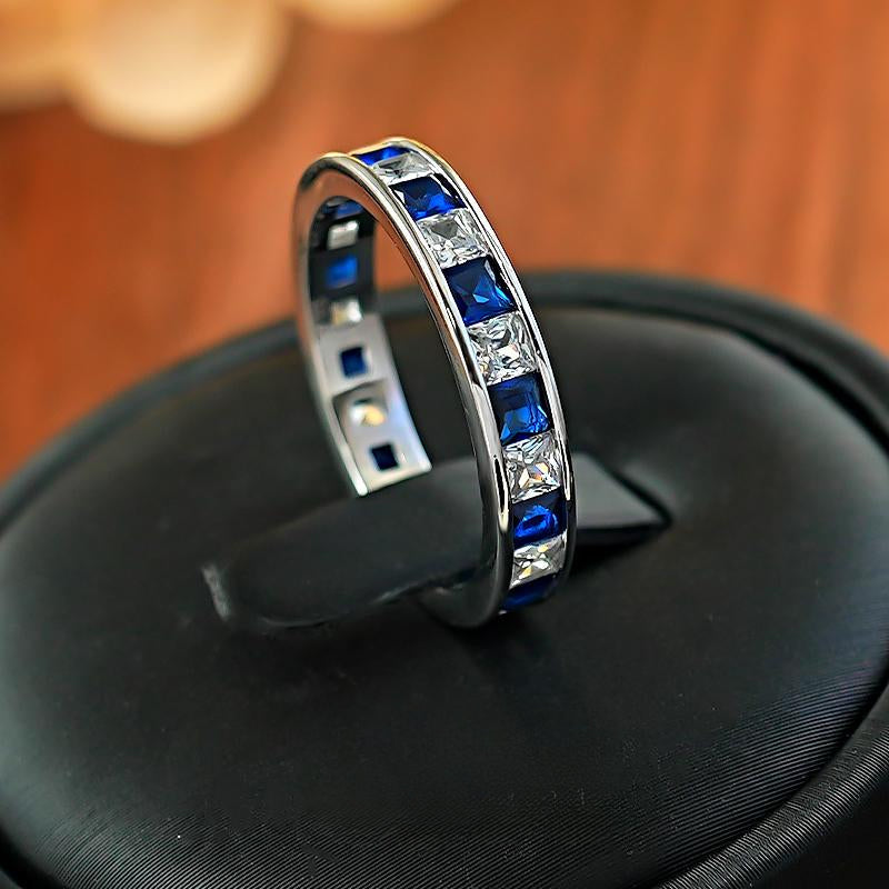 Sparkling Two Tone Design Paved Sterling Silver Band Carly Jewelry