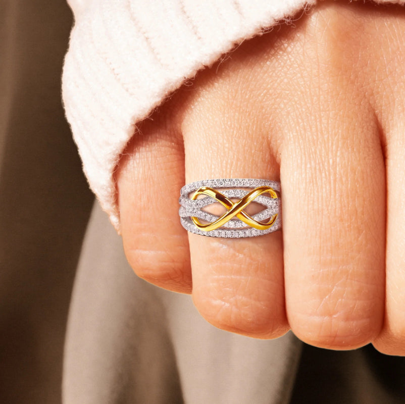 Infinity Design Sterling Silver Ring Band For Her Shine of Diamond