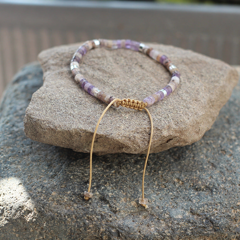 Adjustable Natural Stone Beaded Dainty Bracelet Shine of Diamond