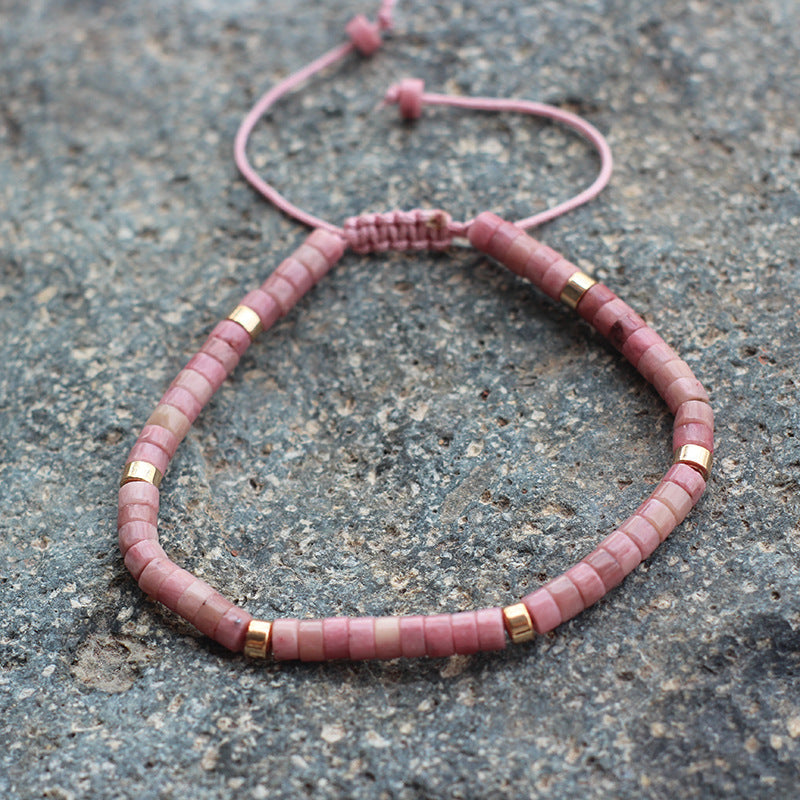 Adjustable Natural Stone Beaded Dainty Bracelet Shine of Diamond