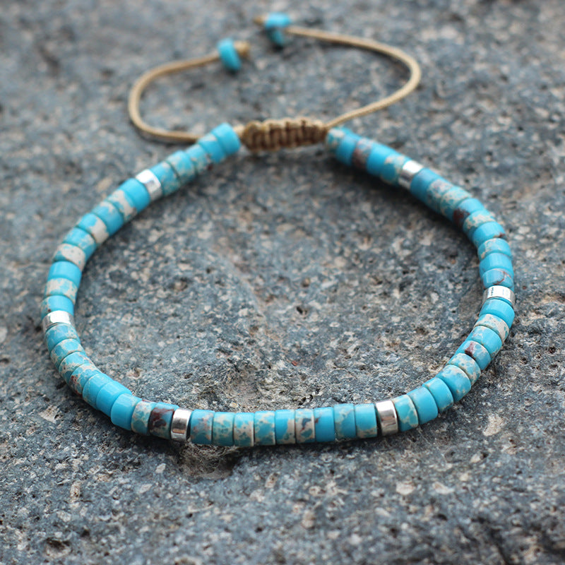 Adjustable Natural Stone Beaded Dainty Bracelet Shine of Diamond