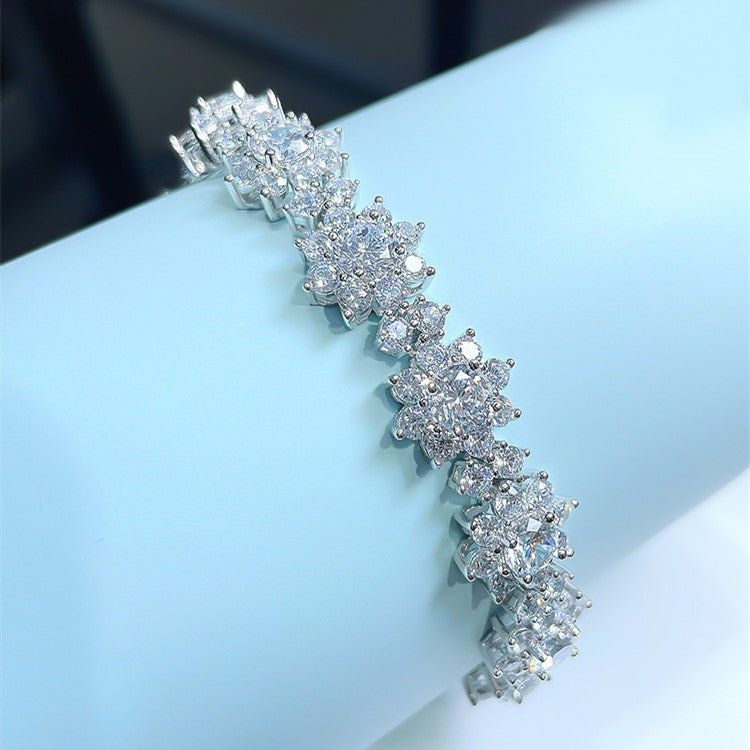 Luxurious Sunflower Design Bracelet in Sterling Silver Shineofdiamond