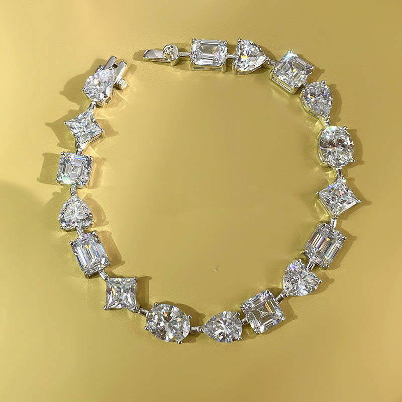 Exquisite Multishape Tennis Bracelet in Sterling Silver Shineofdiamond