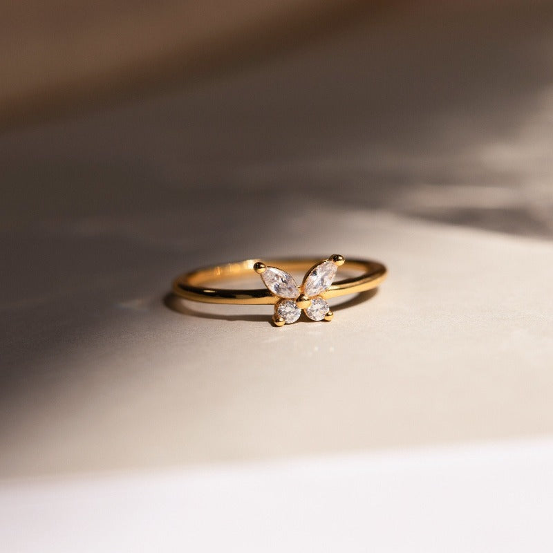 Pear cut Butterfly Design Ring in Sterling Silver hot