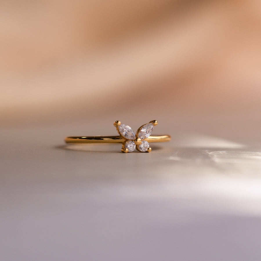 Pear cut Butterfly Design Ring in Sterling Silver hot