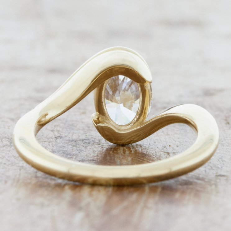 Oval Cut Bypass Solitaire Engagement Ring in Sterling Silver Shineofidamond
