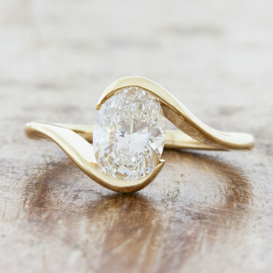 Oval Cut Bypass Solitaire Engagement Ring in Sterling Silver Shineofidamond