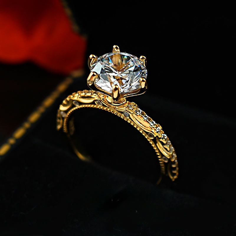 Retro Design 925 Silver Lace Engagement Ring Shine of Diamond