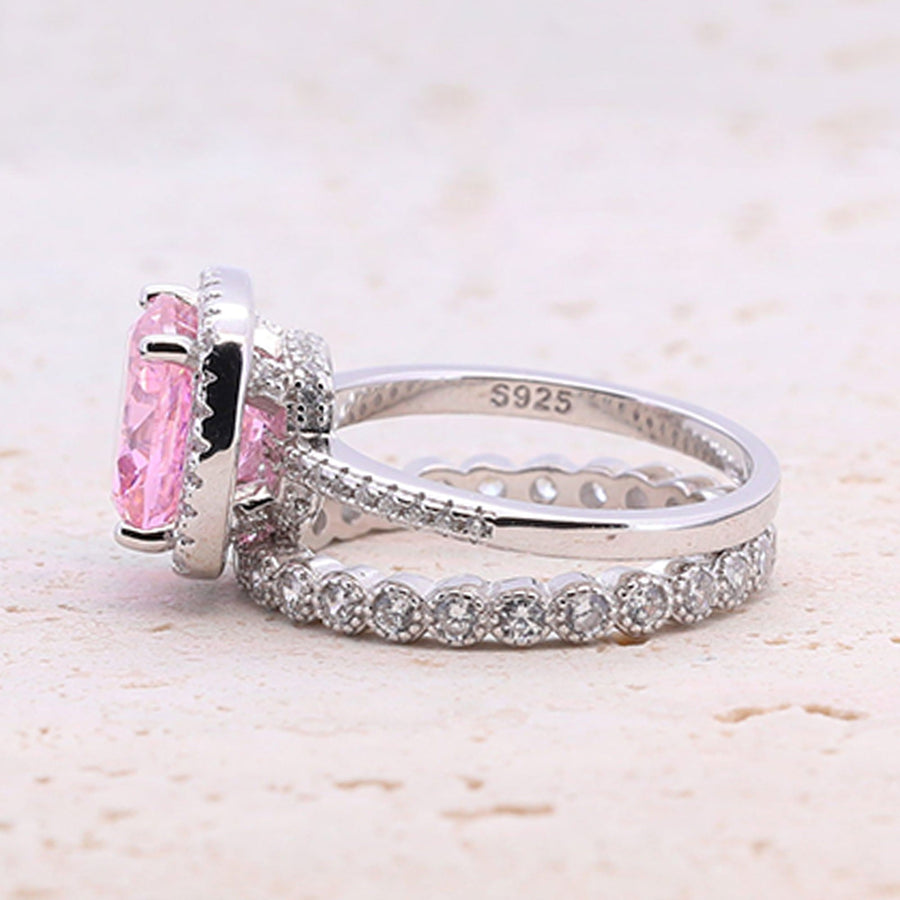 3.5ct Cushion Cut Halo Multi Color Sterling Silver Bridal Set shine of diamond