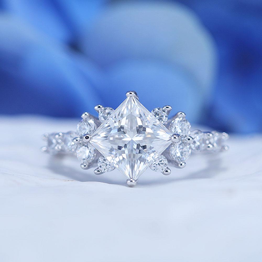 ShineofDiamond Retro Design Princess Cut Moissanite Ring Shine of Diamond