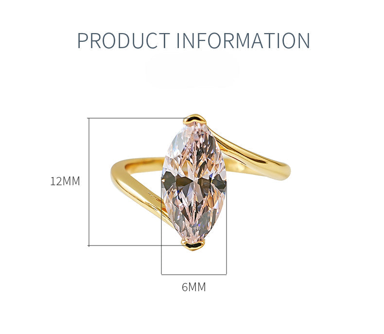 Simple Pink Marquise Cut Gold Plated Ring Carly Jewelry