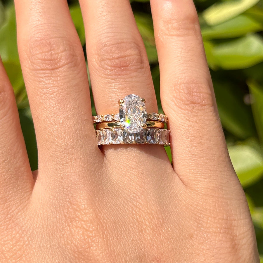 Unique Design Stunning Oval Cut Sterling Silver Bridal Set Carly Jewelry