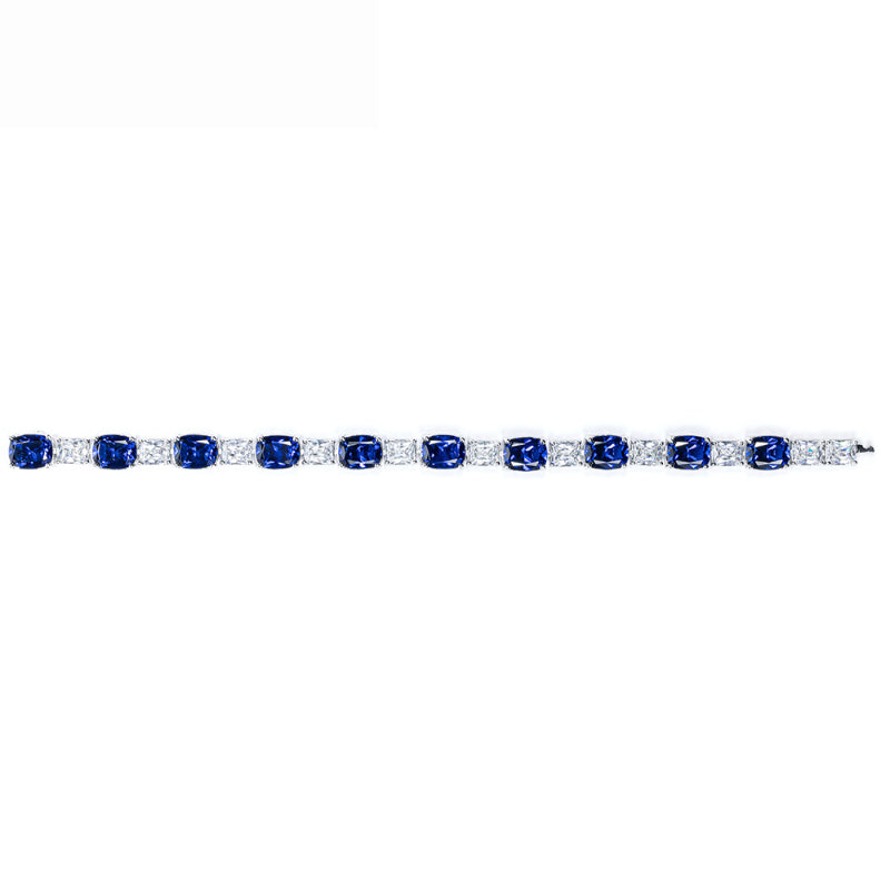 luxurious Royal Blue Tennis Bracelet in Sterling Silver shine of diamond