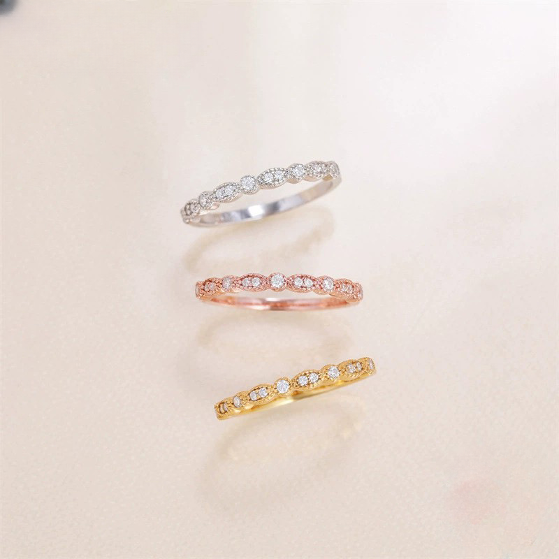 Art Deco Half Eternity Stacking Wedding Band in Sterling Silver Shineofidamond