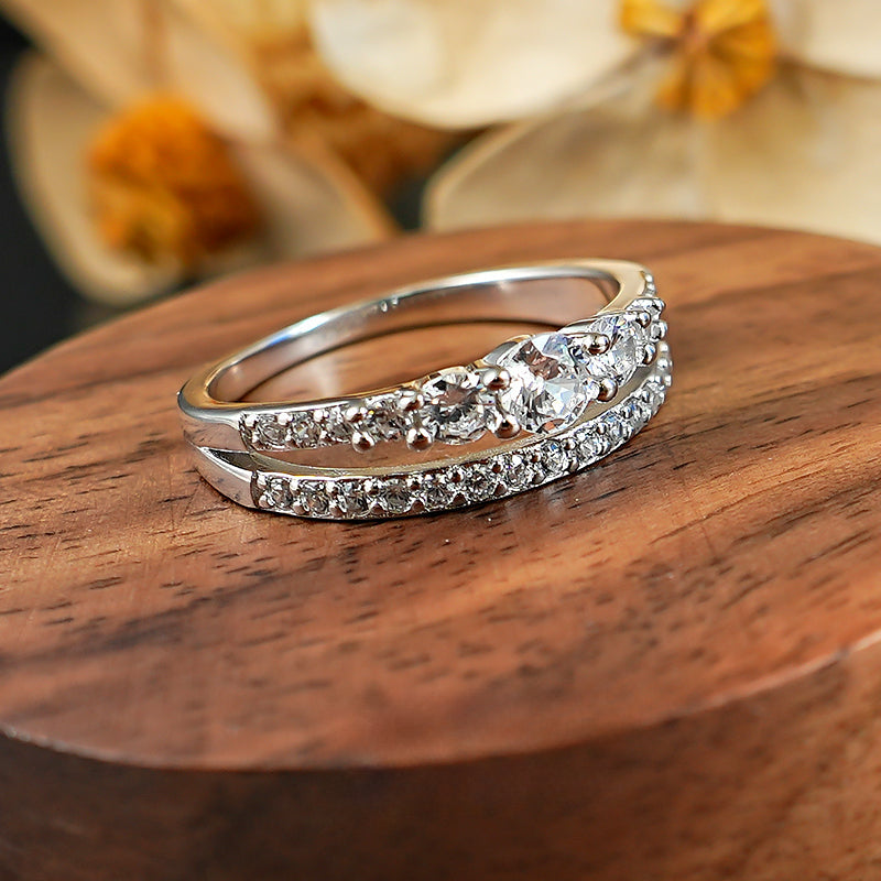 New Design Round Cut Sterling Silver Band Shine of Diamond