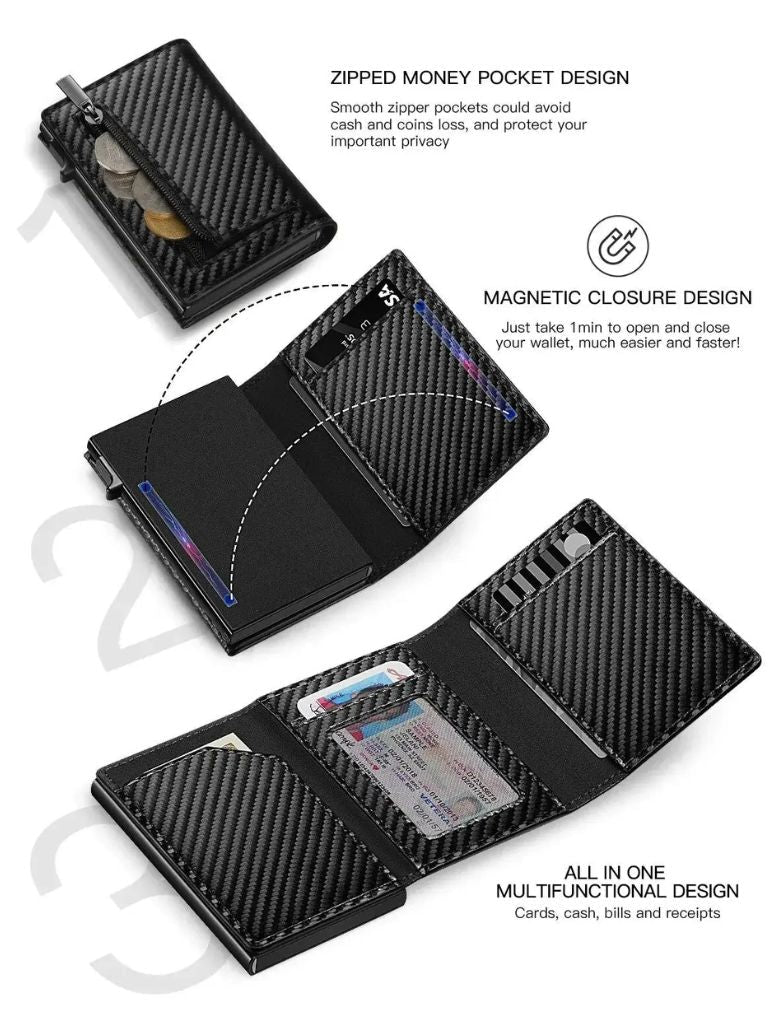 Carbon Fiber Wallet with Air Tag Holder RFID Blocking - CAAYWORLD CAAYWORLD