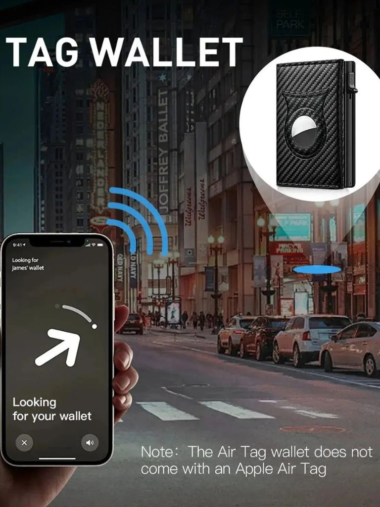 Carbon Fiber Wallet with Air Tag Holder RFID Blocking - CAAYWORLD CAAYWORLD