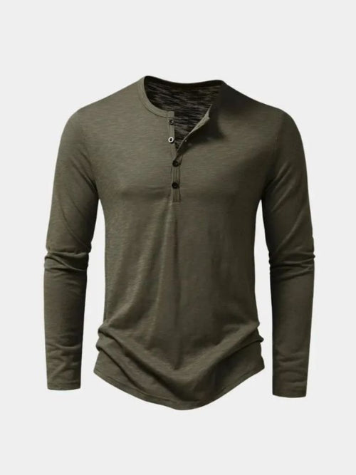 Henley Neck Long Sleeve T-Shirt - CAAYWORLD CAAYWORLD