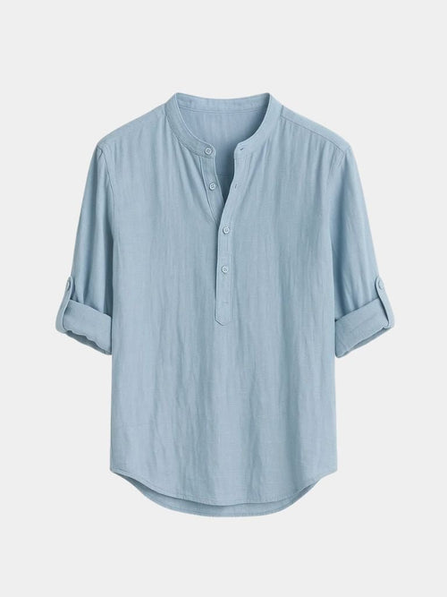 Casual Henley Neck Long Sleeve T-Shirt - CAAYWORLD CAAYWORLD