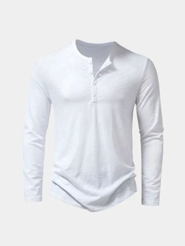 Henley Neck Long Sleeve T-Shirt - CAAYWORLD CAAYWORLD
