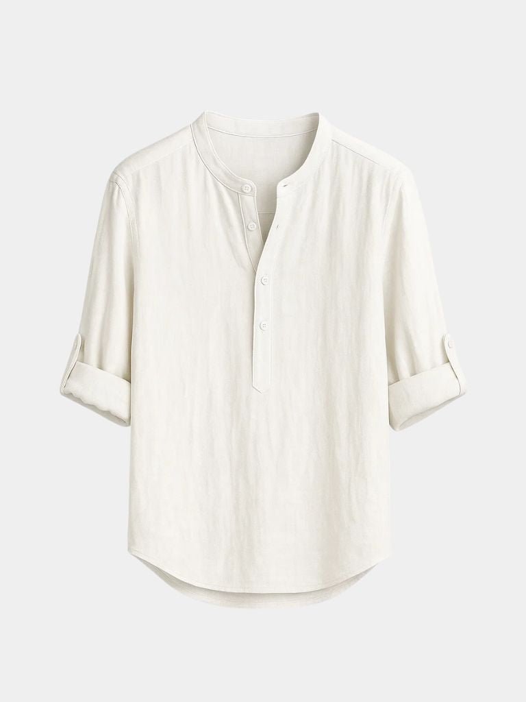 Casual Henley Neck Long Sleeve T-Shirt - CAAYWORLD CAAYWORLD