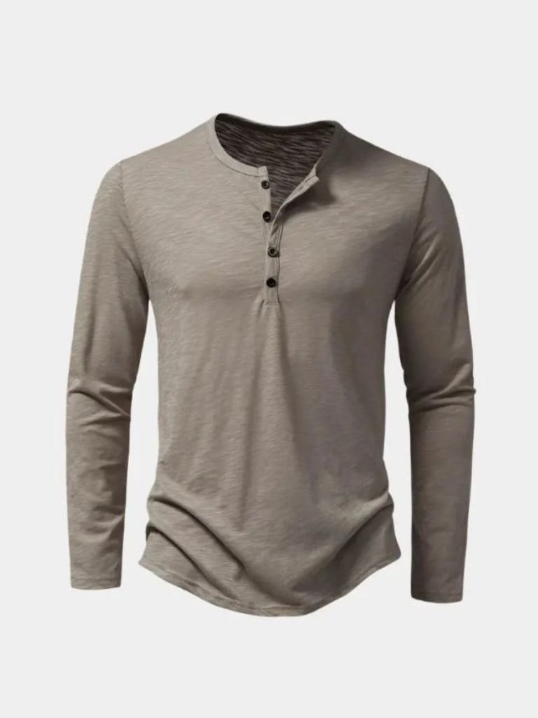 Henley Neck Long Sleeve T-Shirt - CAAYWORLD CAAYWORLD