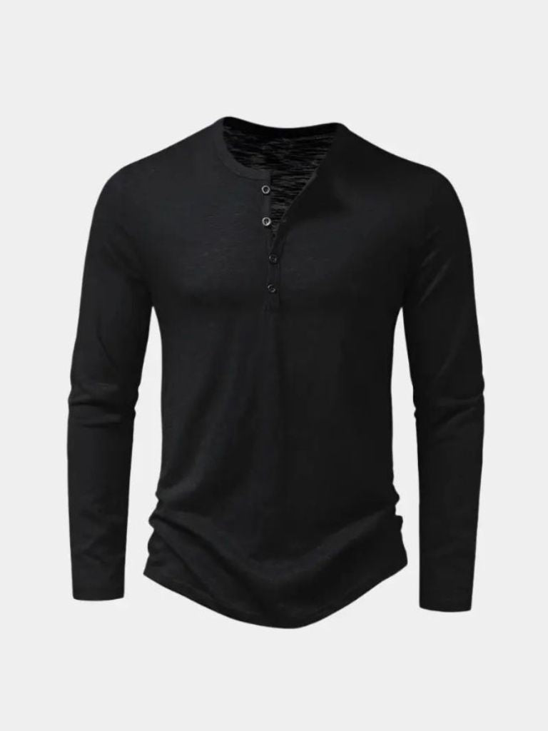 Henley Neck Long Sleeve T-Shirt - CAAYWORLD CAAYWORLD