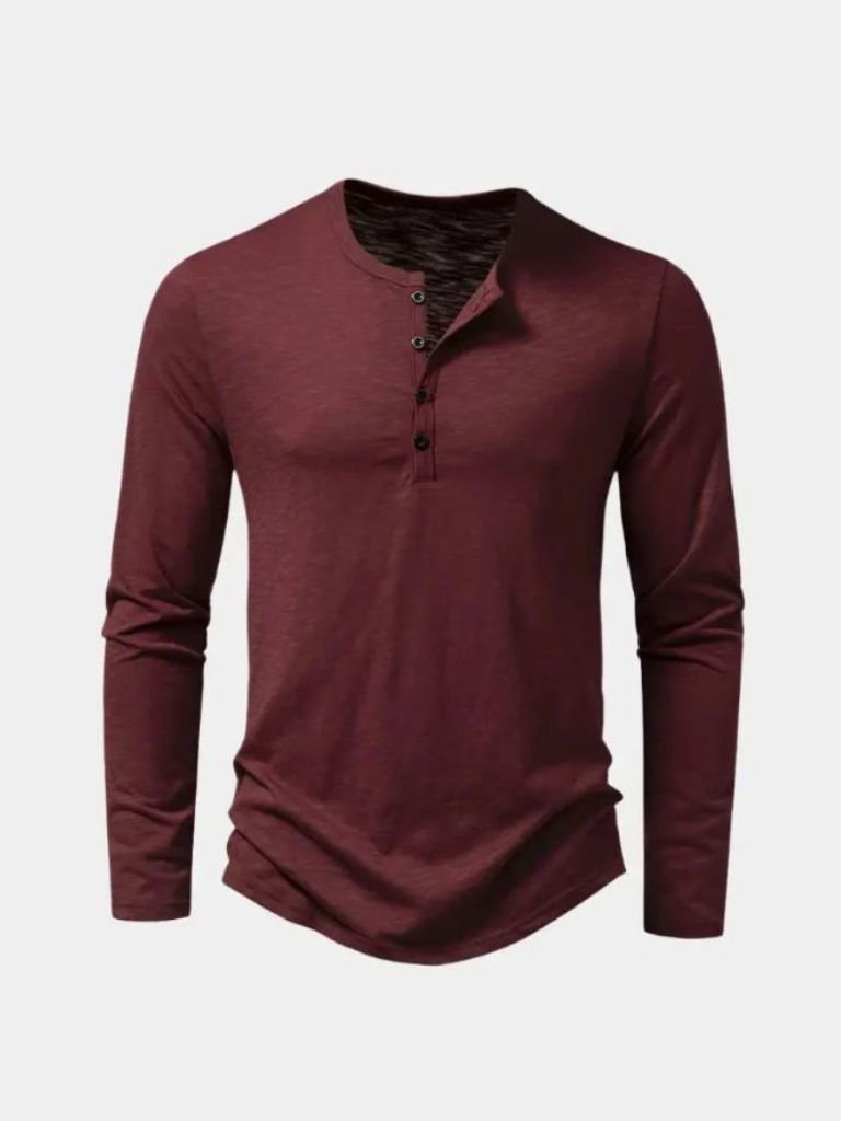Henley Neck Long Sleeve T-Shirt - CAAYWORLD CAAYWORLD
