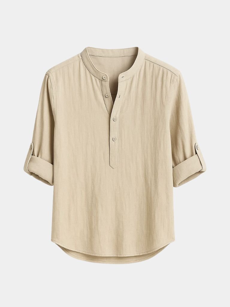 Casual Henley Neck Long Sleeve T-Shirt - CAAYWORLD CAAYWORLD