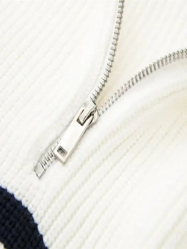 Casual Striped Zip Up Sweater - CAAYWORLD CAAYWORLD