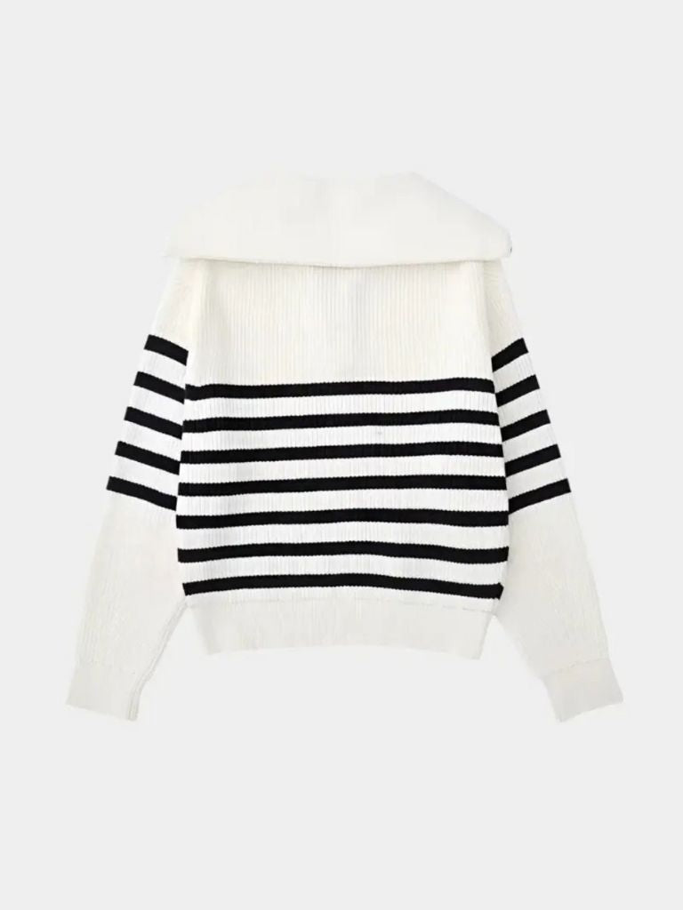 Casual Striped Zip Up Sweater - CAAYWORLD CAAYWORLD