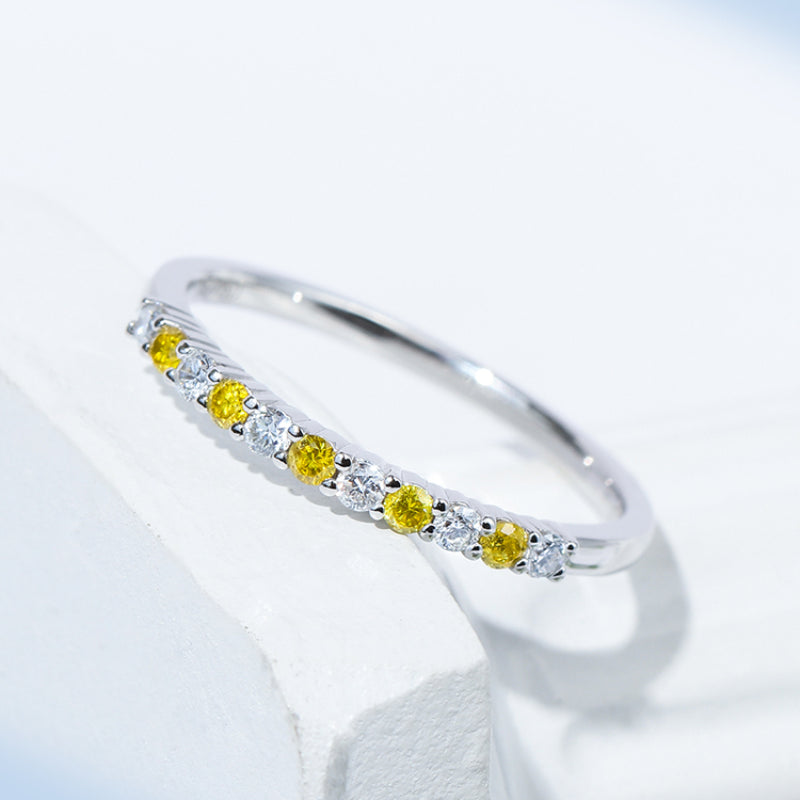 Two Tone Design 18k White Gold Plated Band Shine of Diamond