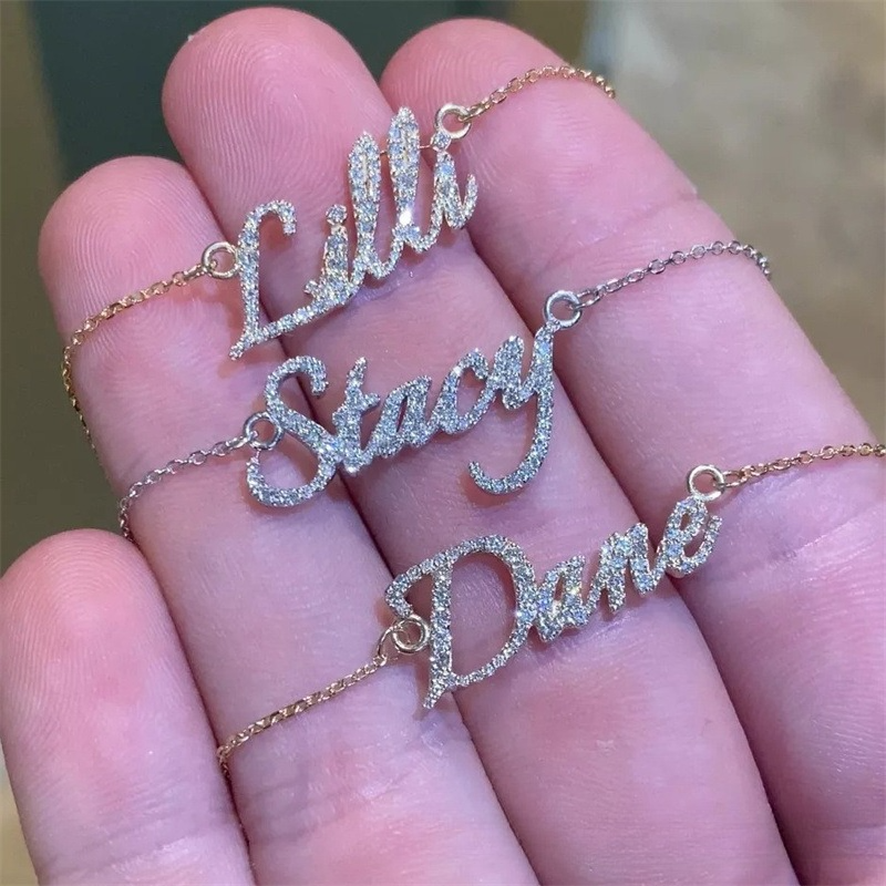Personalized Full Pave Name Necklace in 925 Sterling Silver Shine of Diamond