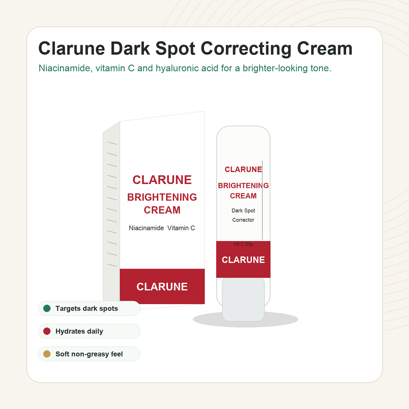 Clarune dark spot correcting cream and box