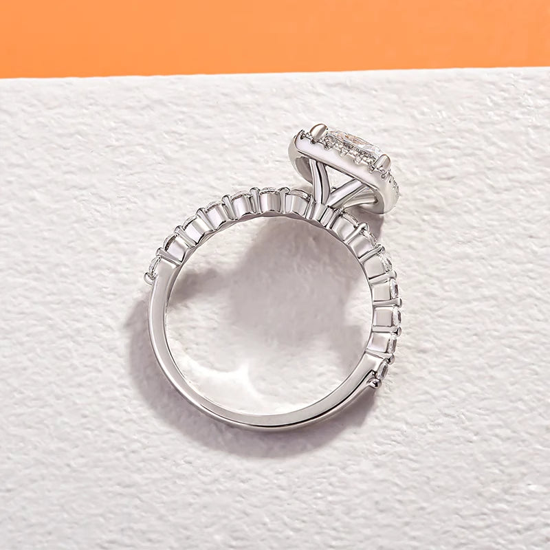 Halo Cushion Cut Engagement Ring In Sterling Silver Shineofdiamond